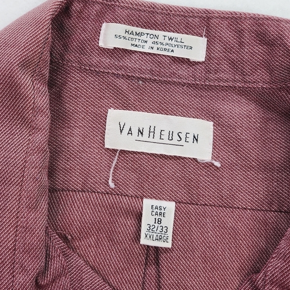 Van Heusen Hampton Twill Button Up Shirt Men's Red Size XXL Easy Care - Picture 5 of 6